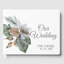 Söt Earth Tone Boho Bouquet Bröllop Guestbook Gästböcker