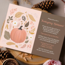Söt Earthy Pumpkin Foliage Thanksgiving Party