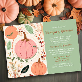 Söt Earthy Pumpkin Foliage Thanksgiving Party Inbjudningar