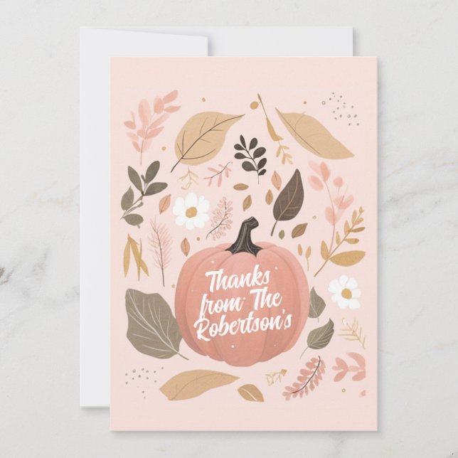 Söt Earthy Pumpkin Foliage Thanksgiving Party Julkort (Framsida)