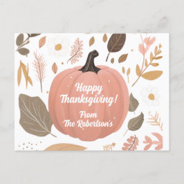 Söt Earthy Pumpkin Foliage Thanksgiving Vykort