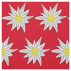 Söt edelwee röd och vit blommönster tyg
