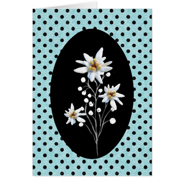 Söt Edelweiss Flowers på Polka dots OBS Kort (Framsidan)