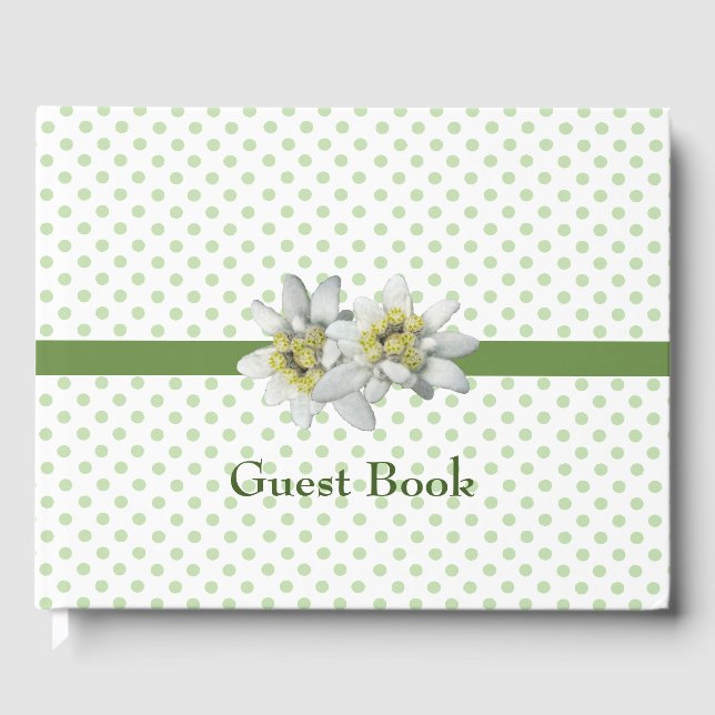 Söt Edelweiss och Polka dot Bröllop Guest Bok (Framsida)