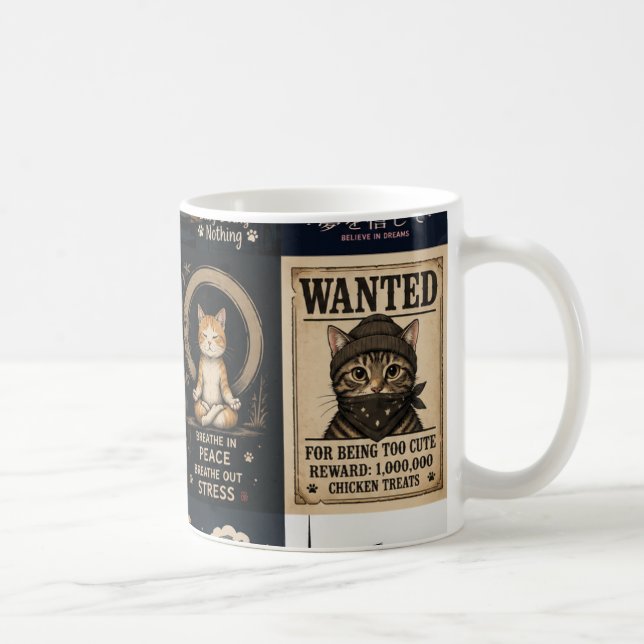 Söt “Eftersökt Katt” Rolig Mugg – Present till kat (Höger)