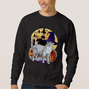 Söt egyptisk Mau-katt Halloween häxa pumpa Lång Ärmad Tröja