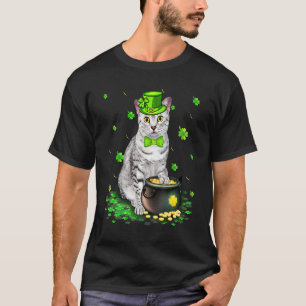 Söt egyptisk Mau kattälskare St Patricks Day Shamr T Shirt