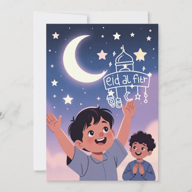 Söt Eid al-Fitr-illustration Julkort (Framsida)
