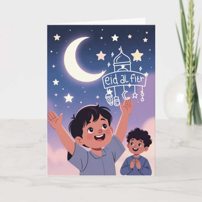 Söt Eid al-Fitr-illustration Kort (Framsida)
