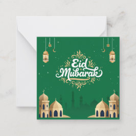 Söt Eid Mubarak hälsning Grön Anteckningskort