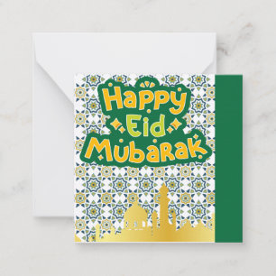 Söt Eid Mubarak hälsning Grön Anteckningskort