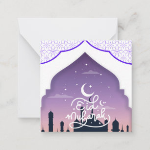 Söt Eid Mubarak hälsning Lila Anteckningskort