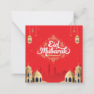 Söt Eid Mubarak hälsning Röd Anteckningskort