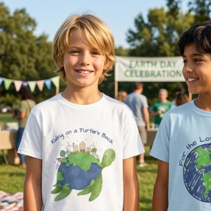Söt Ekologisk Jord på Sköldpaddans Rygg Barnpresen T Shirt