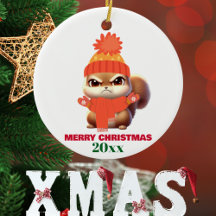 Söt ekorre jultomtehatt God Jul,Anpassad