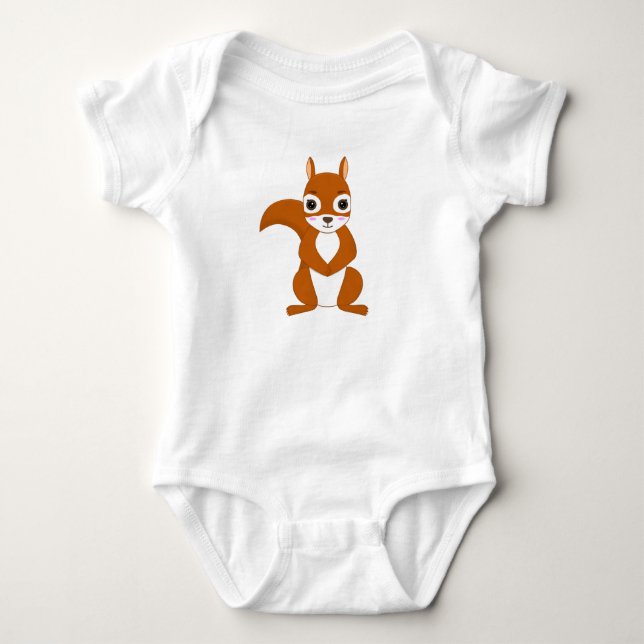 Söt Ekorre Kawaii-design Baby-bodysuit T Shirt (Framsida)