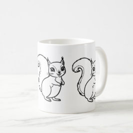 Söt Ekorrepar Linje Konst Minimalist Kaffemugge Kaffemugg