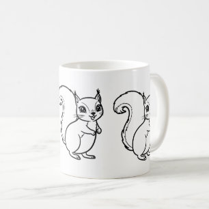 Söt Ekorrepar Linje Konst Minimalist Kaffemugge Kaffemugg