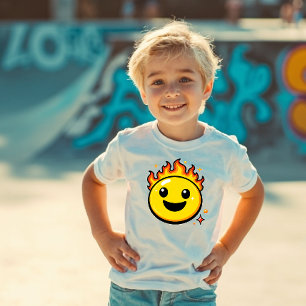 Söt Eld Smileys Y2K Barn T-Shirt