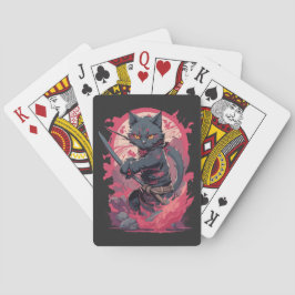 Söt Eldstänk Svart Ninja Katt Krigare Casinokort