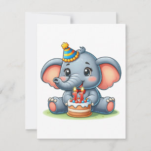 Söt elefant 11-årsdag inbjudningar