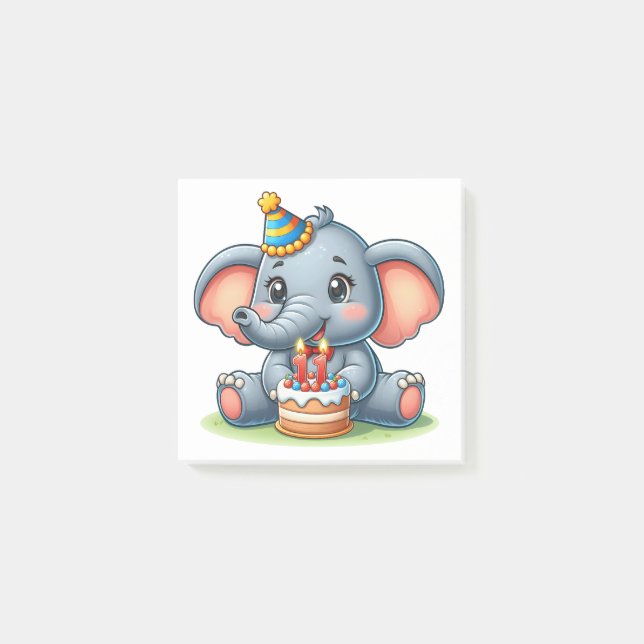 Söt elefant 11-årsdag post-it block (Framsida)