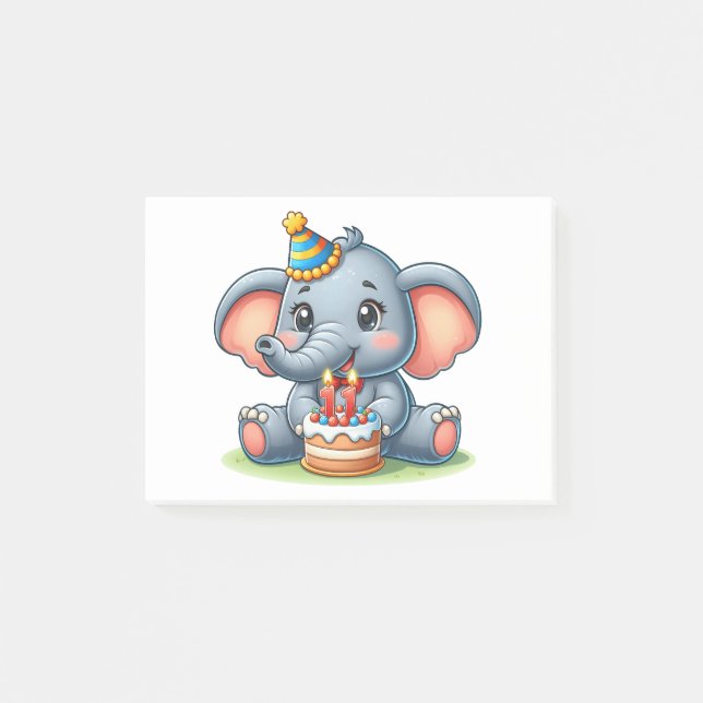 Söt elefant 11-årsdag post-it block (Framsida)