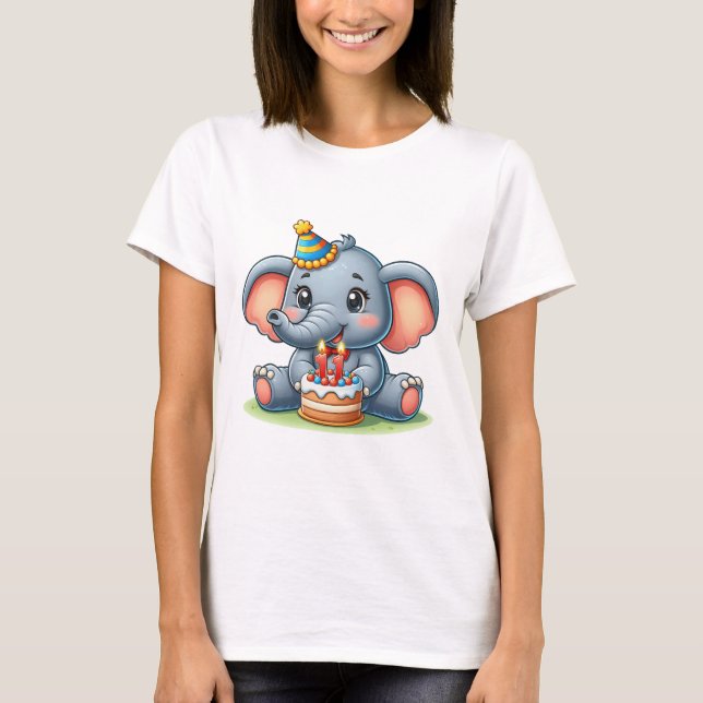 Söt elefant 11-årsdag t shirt (Framsida)