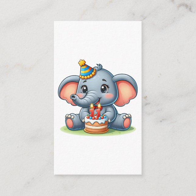Söt elefant 11-årsdag tilläggskort (Framsida)