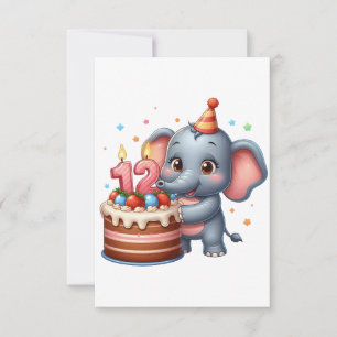 Söt elefant 12-årsdag OSA kort