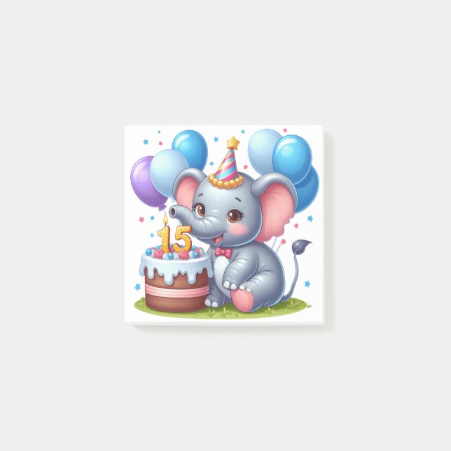 Söt elefant 15-årsdag post-it block (Framsida)