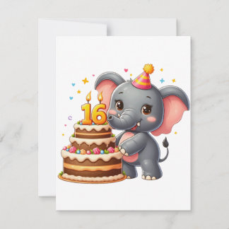 Söt Elefant 16-årsdag Inbjudningar