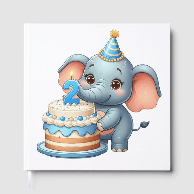 Söt elefant 2-årsdag gästböcker (Framsida)