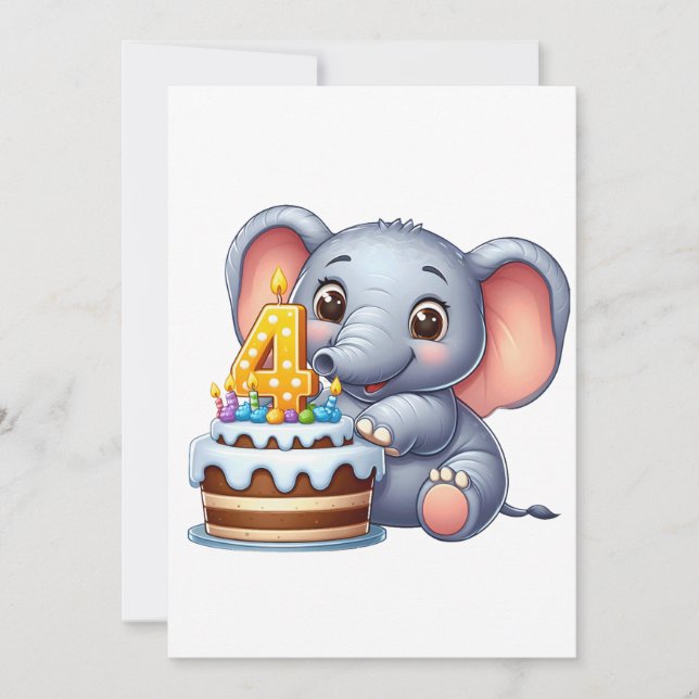 Söt elefant 4-årsdag meddelande (Framsida)