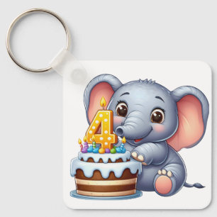 Söt elefant 4-årsdag nyckelring