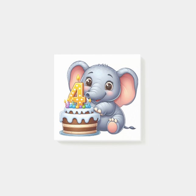 Söt elefant 4-årsdag post-it block (Framsida)