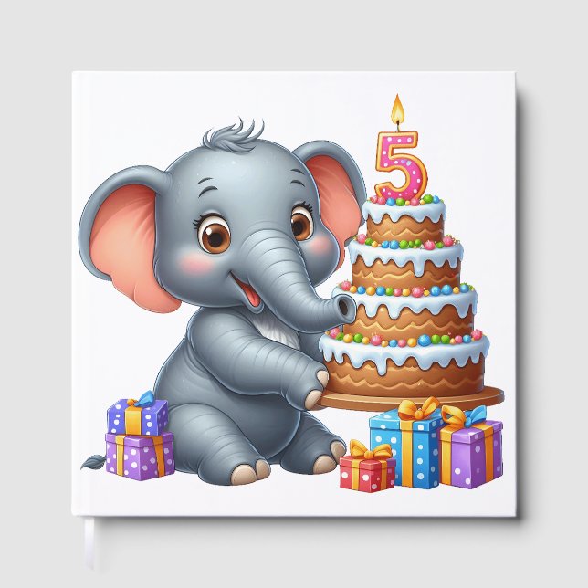 Söt elefant 5-årsdag gästböcker (Framsida)