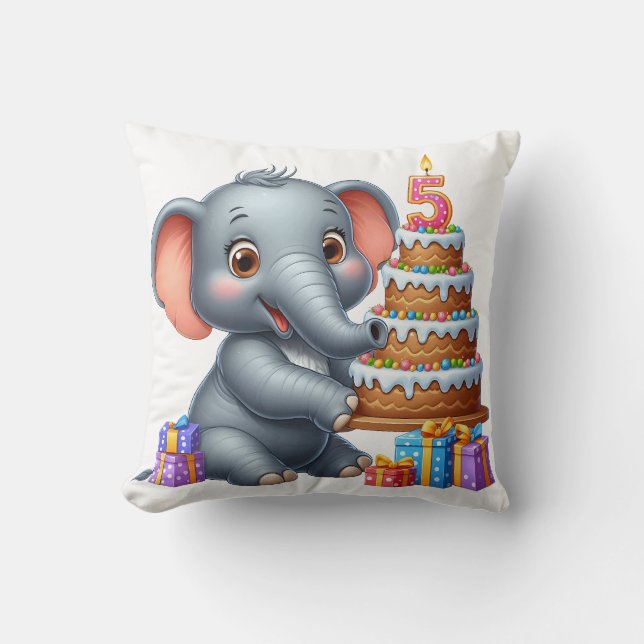 Söt elefant 5-årsdag kudde (Framsida)