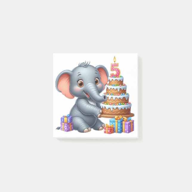 Söt elefant 5-årsdag post-it block (Framsida)