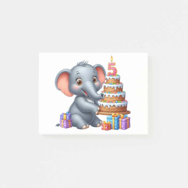 Söt elefant 5-årsdag post-it block (Framsida)