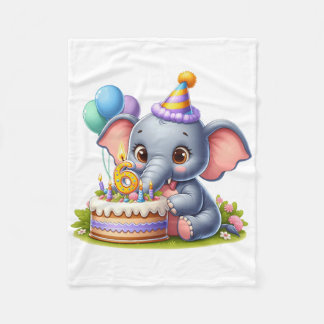 Söt elefant 6-årsdag fleecefilt