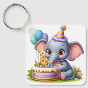 Söt elefant 6-årsdag nyckelring