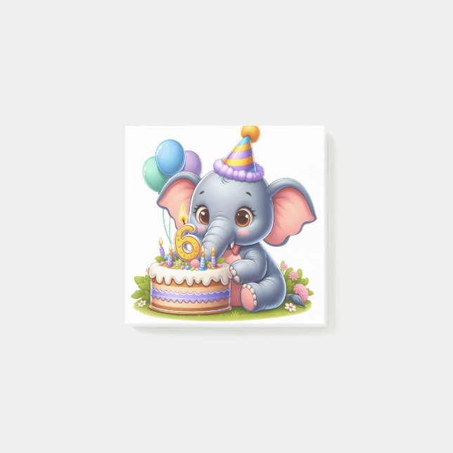 Söt elefant 6-årsdag post-it block (Framsida)