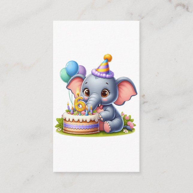 Söt elefant 6-årsdag tilläggskort (Framsida)
