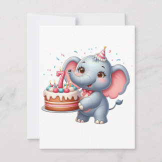 Söt Elefant 7-årsdag Anteckningskort
