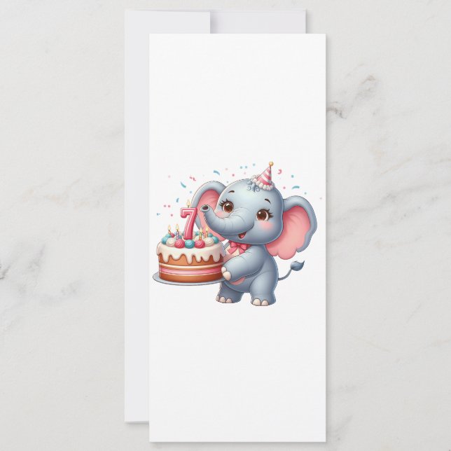 Söt Elefant 7-årsdag Inbjudningar (Framsida)