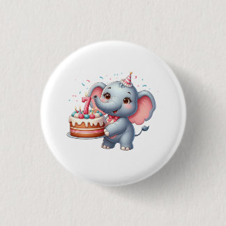 Söt elefant 7-årsdag knapp