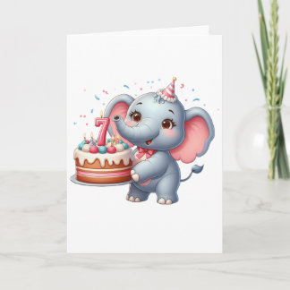 Söt Elefant 7-årsdag Kort