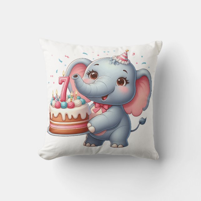 Söt Elefant 7-årsdag Kudde (Framsida)