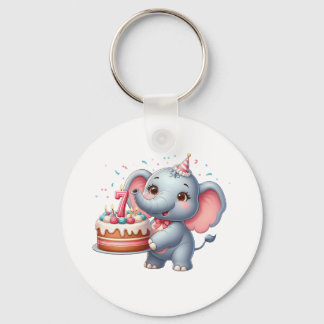 Söt elefant 7-årsdag nyckelring